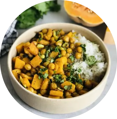 Garbanzo Bowl with Spiced Squash in the Air Fryer