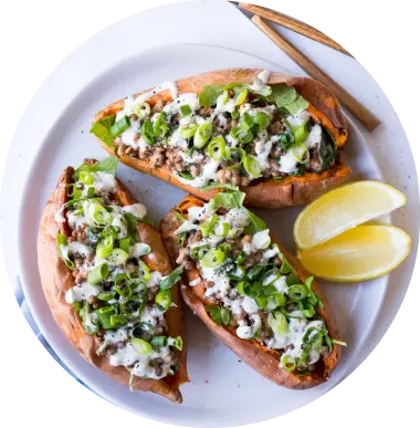 Sweet Potato Stuffed with Lentils and Spinach