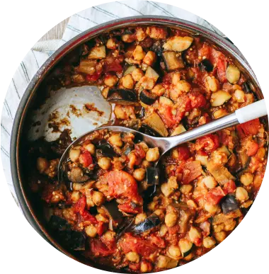 Chickpeas with Eggplant and Zucchini